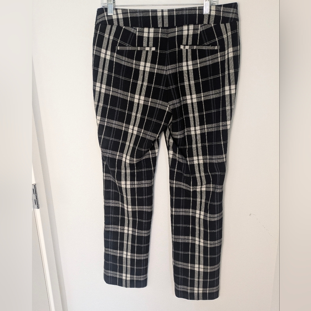 Ann Taylor Womens Plaid Dress Pants Size 8 Black White Stretch Straight EUC - Picture 2 of 14